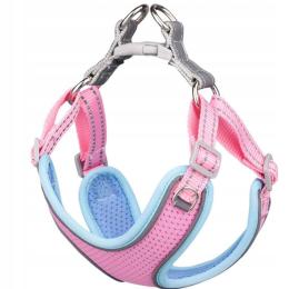 Szelki Bezuciskowe dla psa Oddychające Breeze odblask M róż pastelowy