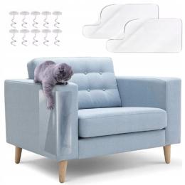 2X Duża Naklejka Folia Ochrona Na Meble Fotel Sofe Kanapę Drapak Pinezki