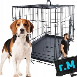 Metalowa Klatka dla Psa M Kennelowy Kojec 75x52x46 Składana Transporter 2w1