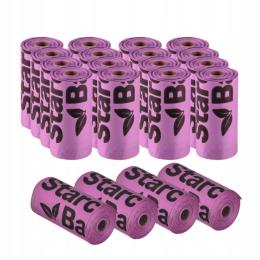 Woreczki na psie odchody Starchbag Kompostowalne BIOworki 20x15szt, różowe