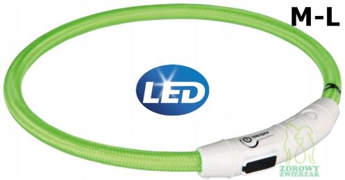 Trixie Obroża psa Led świecąca migająca do przycięcia Usb zielona 45cm M-L