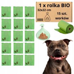 Worki na Psie Odchody 1 rolka 15 szt. worków Biodegradowalych 32x22 cm