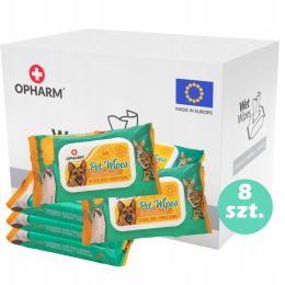 Papierowe chusteczki do pielęgnacji zwierząt oczy, uszy, ogon 8x48 szt.