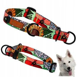 Półzaciskowa obroża w kwiatki dla średniego psa 32-43 cm regulowana Ukory