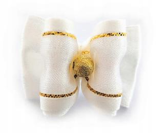 Kokardka Exclusive biała KEB004 Gumka