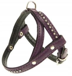 Szelka ze skóry eko z cyrkoniami 40 Fioletowa