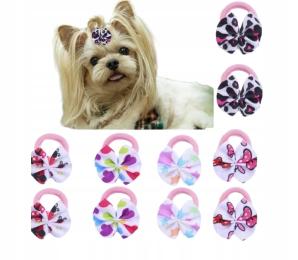 Kokardka dla psa yorka shih tzu maltańczyk frotki 10 sztuk kokarda kokardki