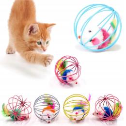 Piłka Uciekająca dla Kota Zabawka Myszka Piórka Piłeczka Mysz Dla Kotów