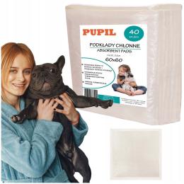 Podkłady Pieluchy Chłonne dla zwierząt 60x60 Nauka Sikania 40 Sztuk