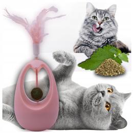 Zabawka Dla Kota Interaktywna Kocimiętka Z Piórkiem Różowa