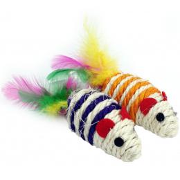 Pet Nova 2 myszki sizalowe z piórami 7x3cm