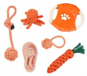 Zabawki dla psa i szczeniaka Zestaw ze sznura Piłka frisbee Szarpak 6szt