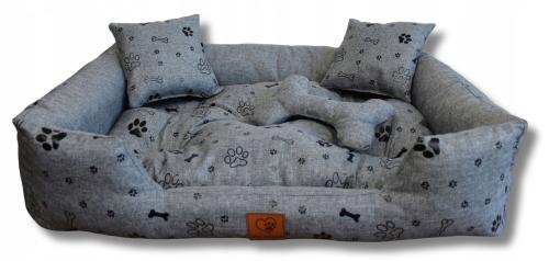 Legowisko kanapa dla psa kota wodoodporne 90x75 łapki/szary