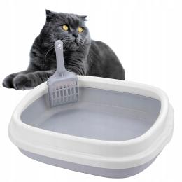 Kuweta dla Kota Kotów Kociąt z Łopatką Toaleta na Żwirek Otwarta z Ramką