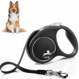 Smycz Dla Psa Automatyczna M Black Design Flexi Do 25 Kg Taśma 5M Czarna