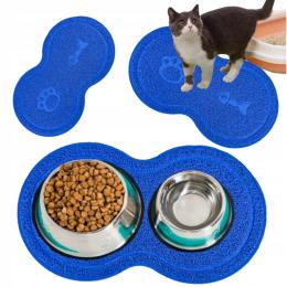 Antypoślizgowa Podkładka Pod Miski Dla Psa I Kota Niebieska Mata 45x26cm