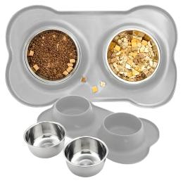 Podwójna Miska dla PSa Kota Metalowa Antypoślizgowa 2 Miski Podkładka