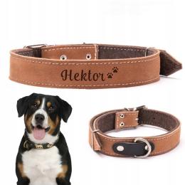 Obroża dla psa Skórzana Z imieniem Grawerem Dogeste XXL