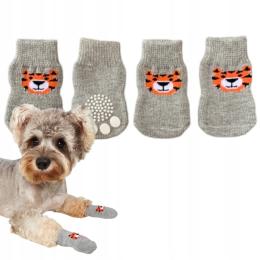 Skarpetki antypoślizgowe dla psa szare 4 szt Tiger S