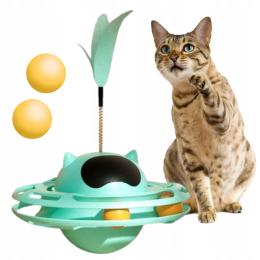 Interaktywna zabawka dla kota Gra Bączek Ufo Ruchoma Piłeczki Piórko