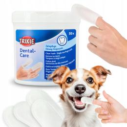 Płatki chusteczki do czyszczenia zębów dla psa/kota na palec Trixie 50 szt