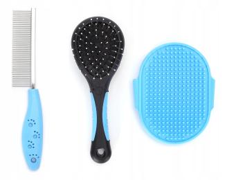 Zestaw szczotek do czesia psa kota grzebień ,szczotka do mycia, dwustronna