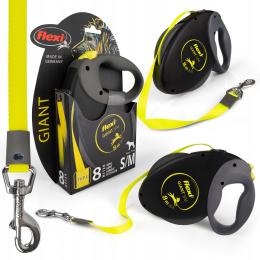 Flexi Automatyczna Smycz Dla Psa Do 25 Kg Taśma 8 Metrów Neonowa Z Blokada