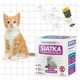 Zestaw Bezinwazyjny Biała Siatka Na Balkon Dla Kota 4x3 Bezpieczne Koty