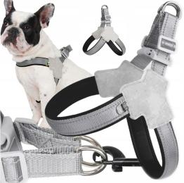 Mocne Szelki Dla Psa Miękkie Rozmiar L Bezuciskowe Szare Wytrzymałe Odblask