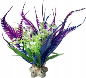 Roślinka Do Akwarium Terarium Sztuczna Ozdoba Dekoracja Fioletowa wys. 18CM