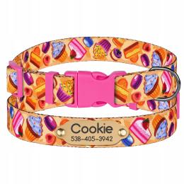 Obroża dla psa Cupcakes z grawerem, rozmiar S