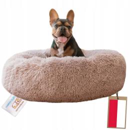 Legowisko Premium 80 CM dla Psa Kota Plusz Chmurka Antystresowa Beż Karmel