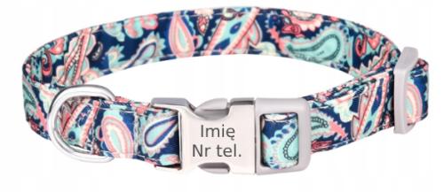 Obroża dla Psa z Grawerem Twój Napis! Piękne Wzory! 3 Rozmiary! Adresówka