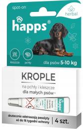 Happs Herbal Spot-On Krople na Pchły i Kleszcze Małe Psy 5-10kg 4x1ml