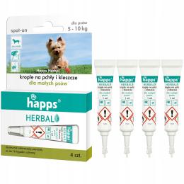 Happs Herbal krople na pchły pasożyty kleszcze dla małych psów do 10kg 1ml
