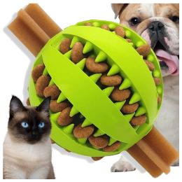 Piłka Gryzak Dla Psa Kota Kula Zabawka Gumowa Smakula na Przysmaki Zielona