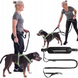 Smycz Pas Saszetka Do Biegania Z Psem Elastyczna Z Amortyzatorem Mocna 2M