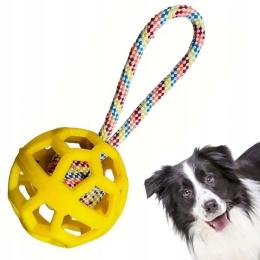 Zabawka dla psa PetGang Aport szarpak Piłka Ażurowa żółta 9cm