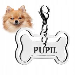 Metalowa Adresatka Zawieszka Dla Psa Z Grawerem Kość podwójna