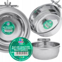 Miska Metalowa Z Uchwytem Zaciskowym Dla Gryzoni Ptaków 840ml