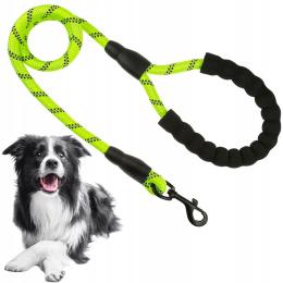 Smycz dla psa gruba linka treningowa rączka z neoprenu odblask 120 cm