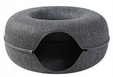 Legowisko Tunel dla Kota Okrągły Domek Pączek Donut Zabawka Szary