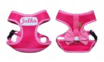 Lekkie, różowe szelki dla psa kota imię L