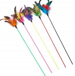 Zooroom Plastikowa wędka z piórkiem i dzwoneczkiem 63cm