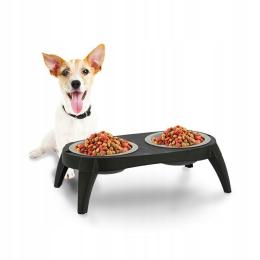 Składana miska na stojaku podwójna silikon miski 2x500 ml Miski Turystyczna