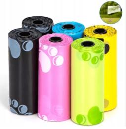 Worki Woreczki na Psie Odchody Kupy torebki 90szt kolorowe w łapki