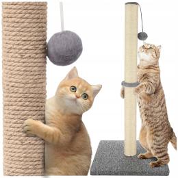 Duży Drapak Dla Kota Słupek Wieża Legowisko Zabawka Na Sznurku Sizal 88 CM