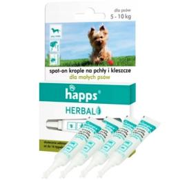 Krople na pasożyty dla małych psów 4 pipety Happs
