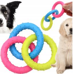 Gumowy Gryzak Szarpak Zabawka Dla Psa Połączone Kółka 18 cm
