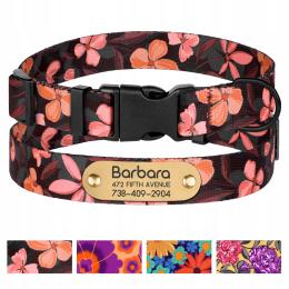 Kwiatowa Obroża Dla Psa z Grawerem Wzor Crossandra r. S